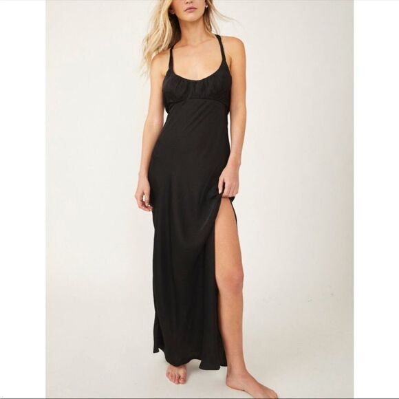 NWT Free People Night Owl Slip / Black - Picture 3 of 5